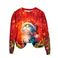 thumbnail image 6 of Women's Fashion Christmas Printed Long Sleeve Loose Round Neck Sweatshirt Top, Holiday Themed Fall Winter Wear with Comfort Fit and Soft Material for Daily Use,Red,XL, 6 of 6