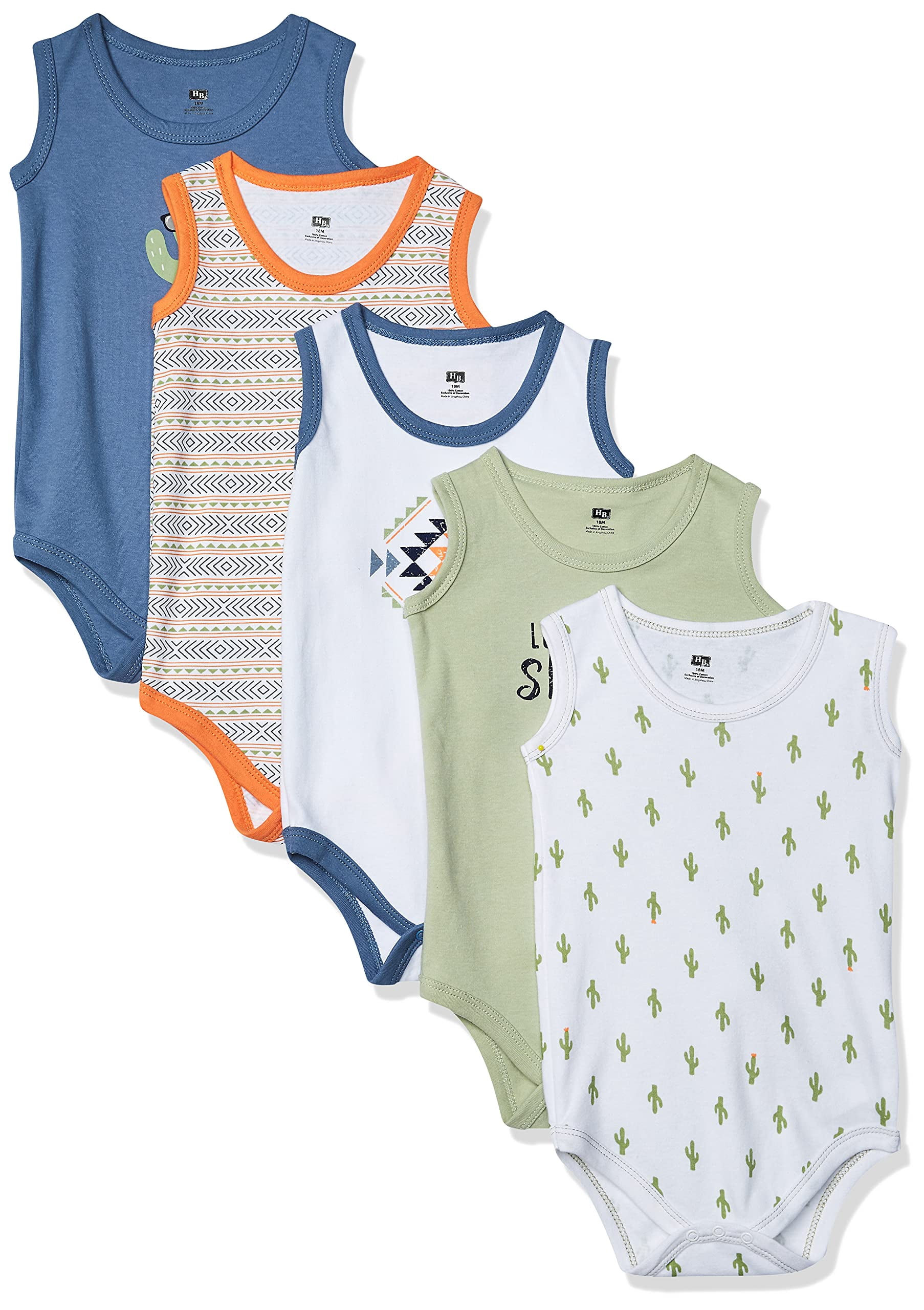 Hudson Baby Sleeveless Bodysuits, 5-Pack, Preemie-24 Months
