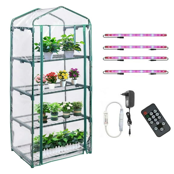 Indoor Greenhouse with Grow Lights, 4 Tier 27.2" L×19.9" W×61.8" H