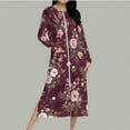 thumbnail image 5 of Aboser Women's Zip Front Robe Retro Floral Print Bathrobe Full Length Long Sleeve Loungewear Lightweight Soft Housecoat Casual Home Nightgown Dress with Pockets, 5 of 9
