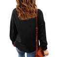 thumbnail image 5 of HUBERY Women Drawstring Heap Neck Long Sleeve Solid Color Pullover Top, 5 of 6
