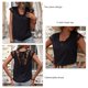 thumbnail image 5 of Mujer Cuello En V Top Empalme De Encaje Cierre De Correa Sin Espalda Manga Corta Camiseta Casual De Verano Negro XL, 5 of 6
