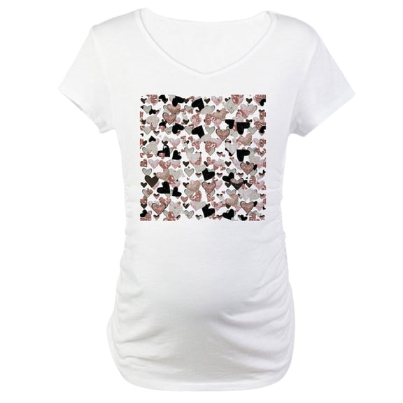 CafePress - Rose Gold Sparkle Hearts Maternity T Shirt - Cotton Maternity T-shirt, Cute & Funny Pregnancy Tee