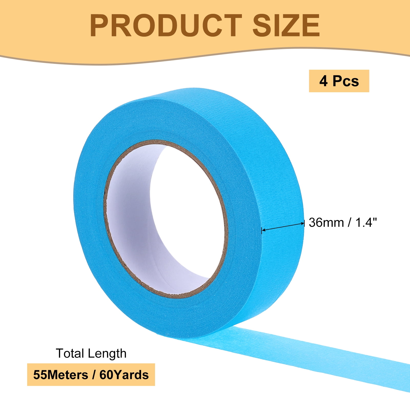 Masking Tape Light Blue Painters Tape Paper Tape [for Crafts DIY Walls Painting Decoration]- 1.4 Inch x 60 Yards/4 Rolls