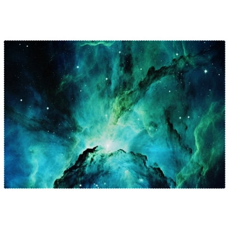 

Placemats Set of 1 Table Placemats for Home Holiday Party Blue and Green Galaxy