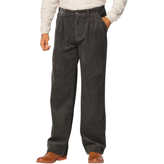 KingSize Men's Big & Tall Expandable Waist Corduroy Pleat-Front Pants