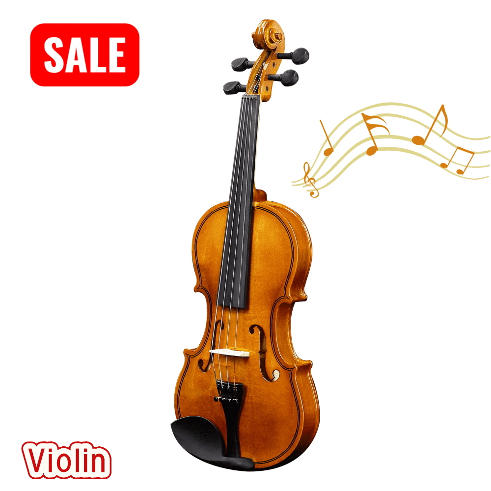 Tcbosik 1/2 Violin Set with Hard Case and Bow for Beginners, Fiddle with Rosin, Sourdine, Shoulder Rest and Extra Strings, Natural