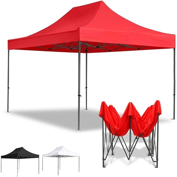 Carpa Toldo 2x3M Reforzado Plegable Impermeable Facil Armado Y Transporte para Jardín Casa Exterior Uso Rudo Acero Lona (Rojo)