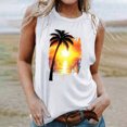 thumbnail image 2 of Penkiiy Hawaiian Tank Top Women Sunset Beach Tank Top Retro Sunset Palm Tree Shirt Coconut Tree Tee Summer Vacation Shirt S White, 2 of 5
