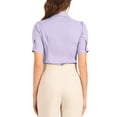 thumbnail image 3 of INSPIRE CHIC Women's Button Up Bodysuit One-Piece Short Sleeve Work Shirt Blouse XS Light Purple, 3 of 5
