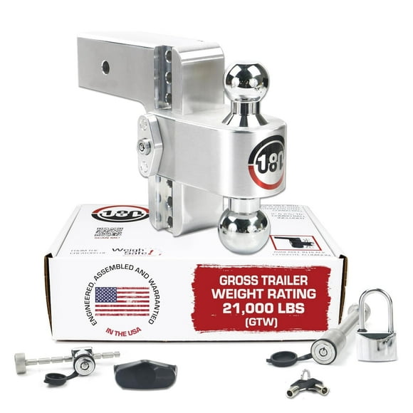Weigh Safe Adjustable Trailer Hitch Ball Mount, 6" Adjustable Drop Hitch for 3" Receiver w/ 4 pc Keyed Alike Lock Set, Heavy Duty Aluminum Trailer Tow Hitch w/ Chrome Plated Tow Balls, 21,000 lbs GTW