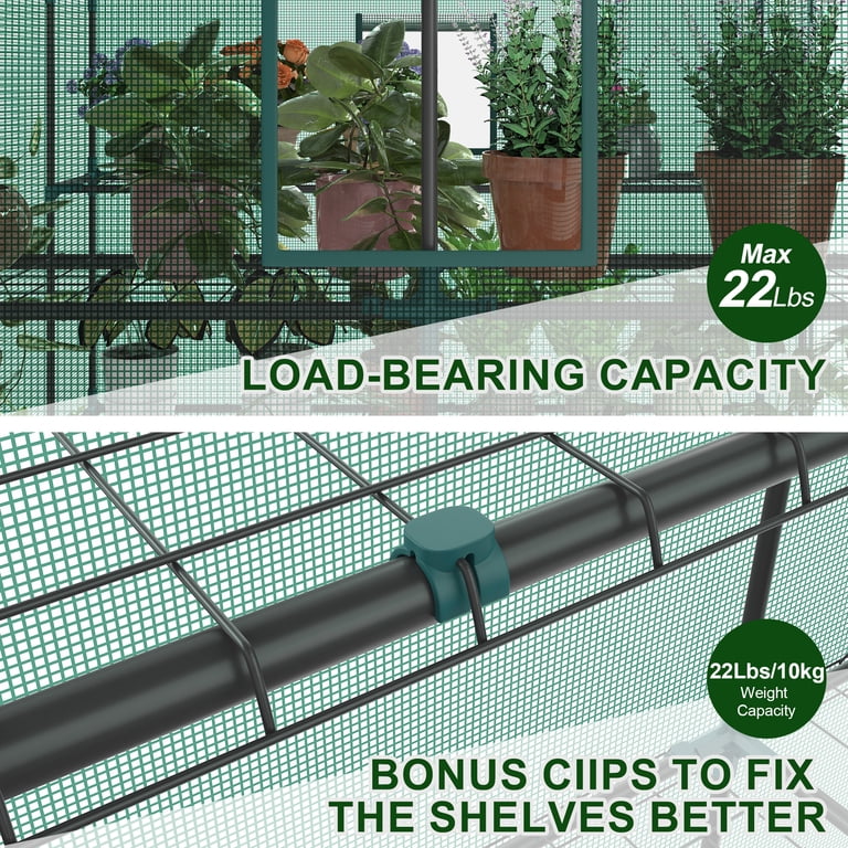 JIOABL 3-Tier Walk-In Greenhouse with PE Cover, Roll-Up Zipper