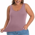 thumbnail image 5 of Nestiefly Womens Cut Out Plus Size Tank Tops with Built in Bra Wide Strap Camisole Summer Basic Udershirts Tank Basic Cami Tops Purple 5XL, 5 of 6
