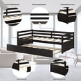 thumbnail image 5 of Giantex Twin Size Wooden Daybed with Pull-Out Trundle Bed Set Wood Guest Bed Frame Slats for Bedroom Living Room Dorm, Espresso, 5 of 8