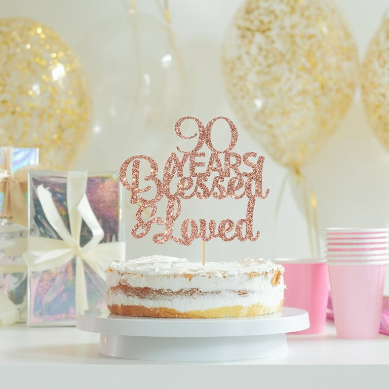 90th Birthday Cake Designs Happy 90th Birthday Cake Topper, Black