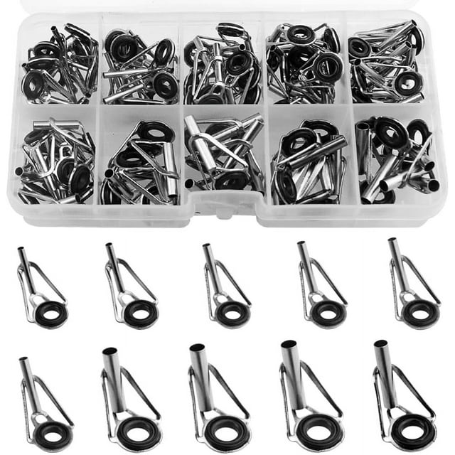 czcpp-80 PCS 10 Size Fishing Rod Tip Repair Kit 1.5-3.5mm Ceramic Ring Guide Fishing Rod Tips Replacement Fishing Guide Ring with Plastic Box
