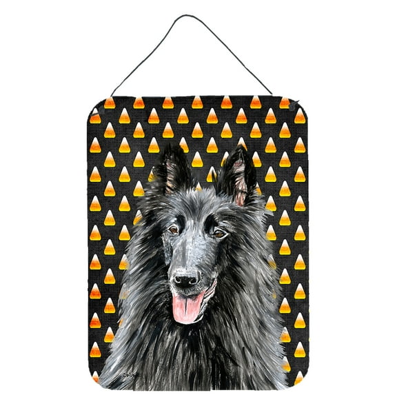 Belgian Sheepdog Candy Corn Halloween Portrait Wall or Door Hanging Prints