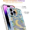 thumbnail image 4 of Case for iPhone 14 Pro, Colorful Retro Oil Painting Flower Leaves Moon Cloud Pattern Laser Cute Curly Wave Edge Exquisite Phone Cover Stylish Durable TPU Protective Case for Women - Purple#3, 4 of 18