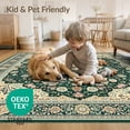 thumbnail image 4 of ODIKA 8'x10' Olive Green Beige Boho Vintage Washable Area Rug Tuscan Medallion Cottagecore Scroll Symmetrical Antique Layout Durable, Non-Slip for Living Room, Under Sectional, Family, 4 of 7