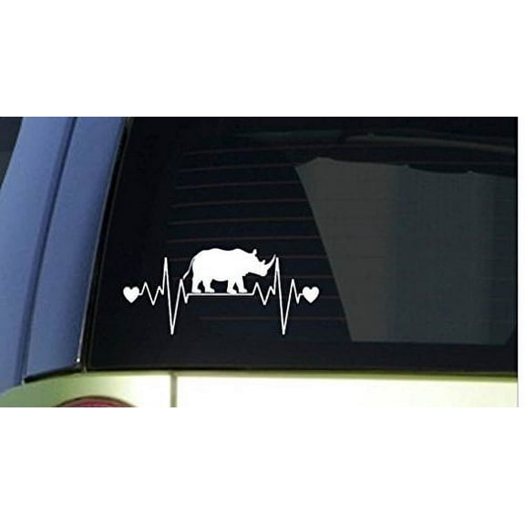 Rhino heartbeat lifeline *I242* 8" wide Sticker decal zoo animals