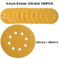 thumbnail image 3 of 5-Inch 8-Hole Hook and Loop Sanding Discs 120-Grit Random Orbit Sandpaper, 100-Pack, 3 of 7