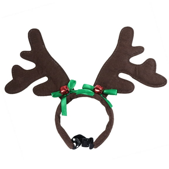 HEANUJJ Christmas Dog Headwear Reindeer Antler Headband in Coffee Color, Comfortable Holiday Pet Accessory