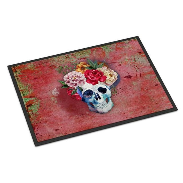 Carolines Treasures BB5130JMAT Jour des Morts Fleurs Rouges Crâne Tapis Intérieur Ou Extérieur, 24 x 36 Po.
