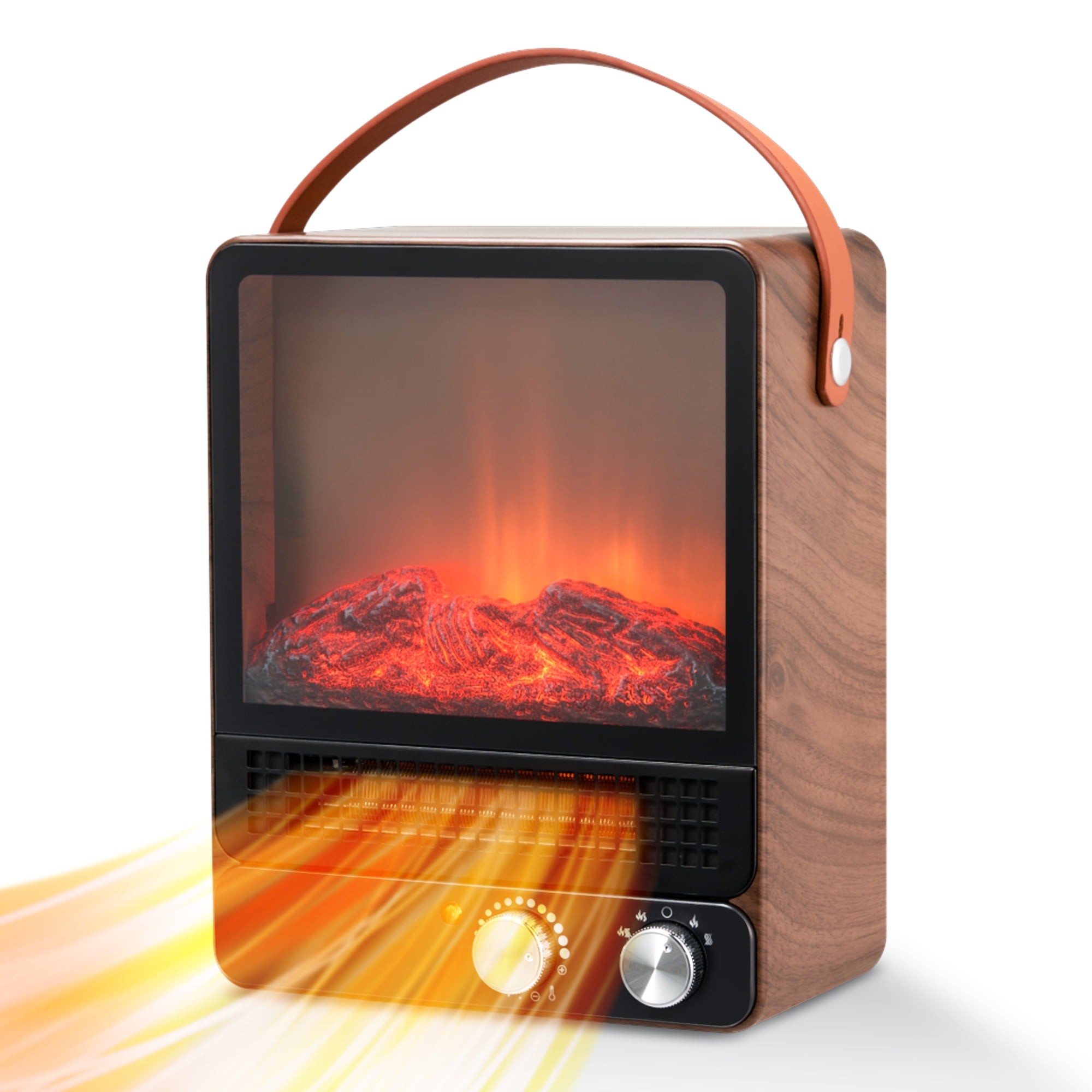 Electric Fireplace Heater, 15'' 1500W Freestanding Fireplace Stove for Living Room Bedroom