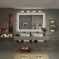 thumbnail image 4 of Oversized LED Anti-fog Mirror, 55 x 36 Black Metal Frame Wall Bathroom Mirror, Dimmable by GODCHAR, 4 of 12