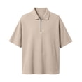 thumbnail image 4 of JAJAHO Polo Shirts For Men Casual Oversized Waffle Quarter Zip Half Sleeve Drop Shoulder Solid Color Lapel Shirts Summer Comfy Tops, 4 of 6