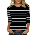 thumbnail image 2 of ALLLIST 3/4 Sleeve Womens Tops Under $10 Black Crew Neck Striped Casual T-Shirts Reg and Big and Tall Sizes, 2 of 4