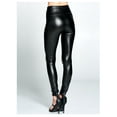 thumbnail image 4 of Fashion Black High Waisted Faux Leather Pants, 4 of 5