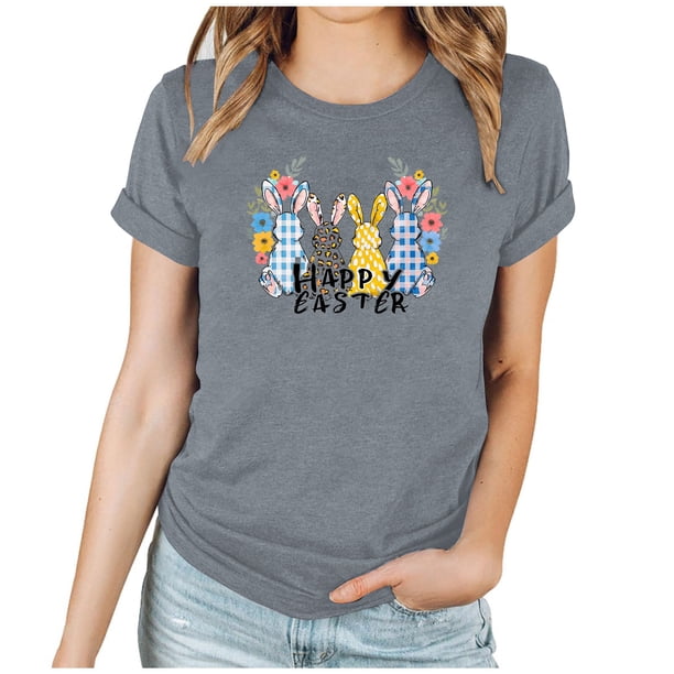Mujeres Manga Corta de Verano Tops Día de San Valentín Impreso Cuello Redondo, Camisa de Moda Casual Blusa