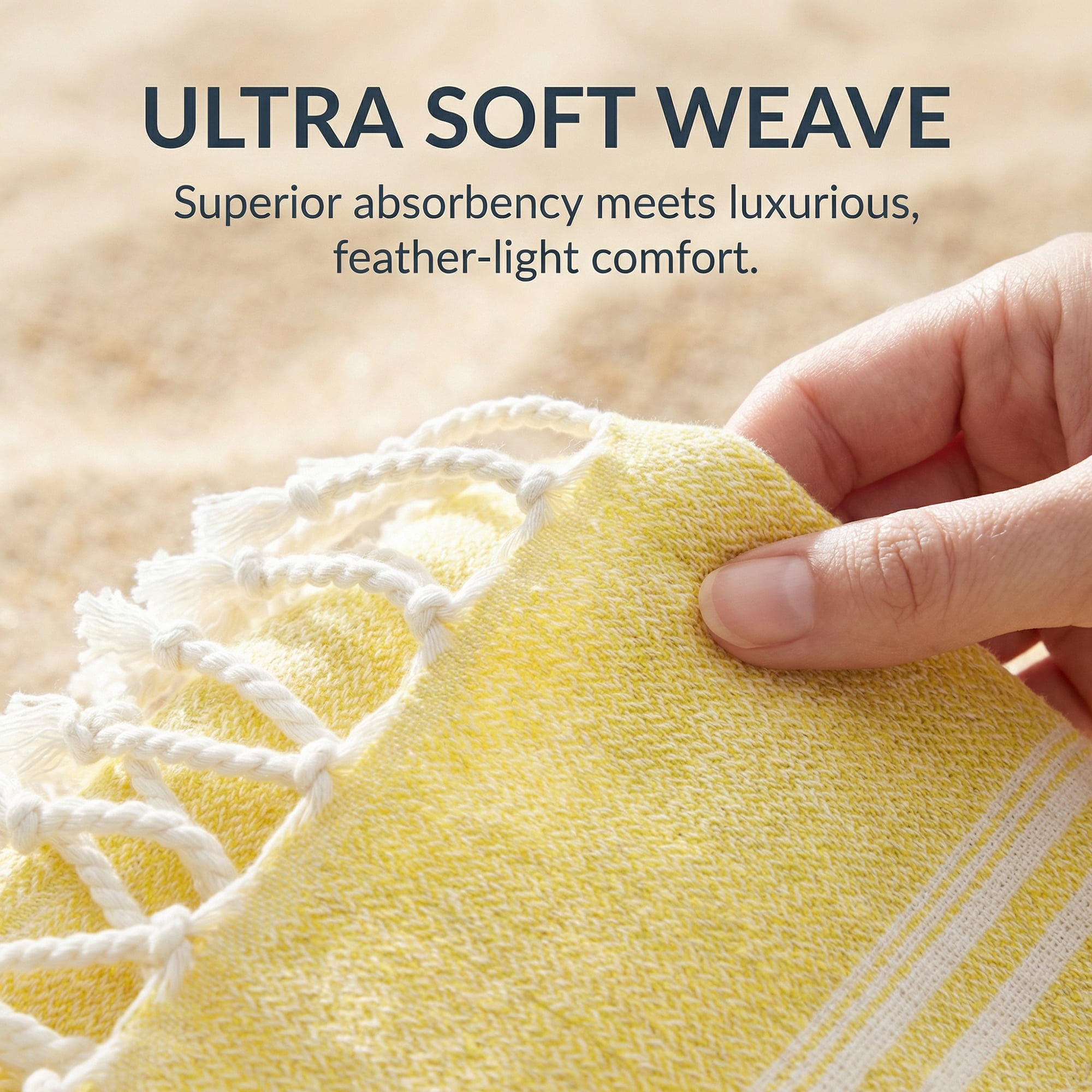 Unique Bargains Stripe Turkish Sand Free Towel 2 Pack Light Yellow/Light Blue 71"x35"