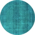 thumbnail image 1 of Ahgly Company Machine Washable Indoor Round Oriental Turquoise Blue Industrial Area Rugs, 5' Round, 1 of 4