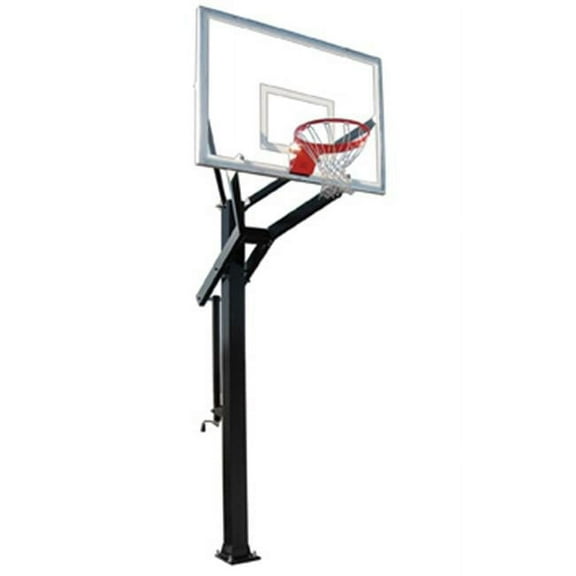 PowerHouse 660 Steel-Glass In Ground Adjustable Basketball System, Saddle Brown