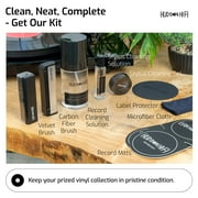Hudson Hi-Fi 9-in-1 Vinyl Record Cleaning Kit, Record Mitts, Anti-Static Microfiber Cloth, Velvet & Carbon-Fiber Brushes, Label Protector, Gel Stylus Cleaner