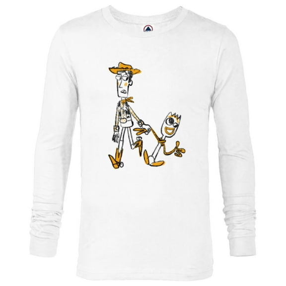 Disney Pixar Toy Story 4 Woody and Forky Sketch T-Shirt - Long Sleeve T-Shirt for Men - Customized-White