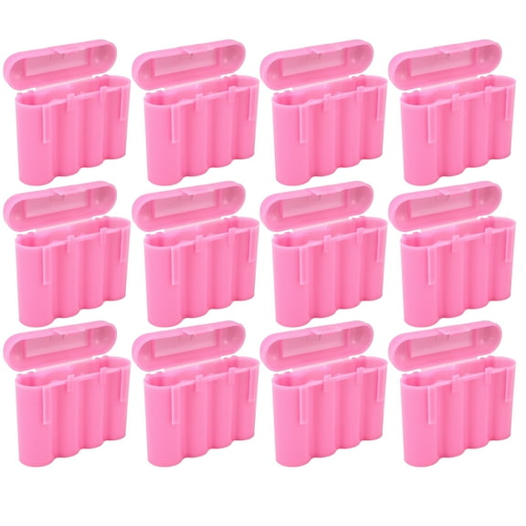 Twelve (12) EBC Battery AA AAA Pink Plastic Battery Storage Case Holder Box USA Ship