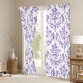 thumbnail image 3 of Homewish Dreamy Purple Damask Black Out Curtains, Tribal Bohemian Floral Curtains Pack of 2 (42x63 Each), Teens Girls Adult Women Bedroom Curtains, Curtains and Drapes Bedroom Decor, 3 of 6