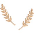 thumbnail image 3 of Tiny Leaf Ear Climbers - Delicate Crawler Cuff Stud Jacket Earrings, Gold-Tone, 3 of 10