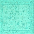 thumbnail image 1 of Ahgly Company Indoor Square Oriental Turquoise Blue Traditional Area Rugs, 3' Square, 1 of 4