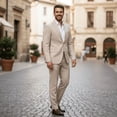 thumbnail image 3 of HBDesign Men's 2 Piece Seersucker Suit Set Lightweight Breathable Striped Blazer Pants for Business Casual Wedding Daily Wear Multiple Colors, 3 of 8