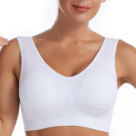 huanledash Women Sports Bra Vest Shockproof Solid Color Breathable Comfortable Detachable Pad Push Up Full Coverage Plus Size Wide Shoulder Strap Lady Bras Vest for Daily Wear