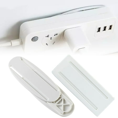 

2Pcs Wall-Mounted Punch-free Plug Fixer Self-Adhesive Socket Organizer Holder Purple ABS Viscose Fiber