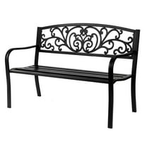 TYUIOP Patio Bench Park Bench Outdoor Conversation Couch, 50 Inch Patio Outdoor Metal Carved seat,Park Metal Bench with Armrests and Back,Yard Front Porch.