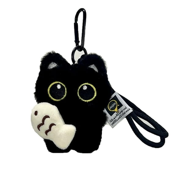 ToyKingdee Bag Charm &Plush Keychain,Punk Black Cat Gifts for Handbags,Kawaii Keychain Accessory Bag Charm,Cat Lover Gifts
