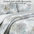 thumbnail image 5 of Cozy Line Nina Trista Flowers Aqua Blue Turquoise Grey Floral Print Pattern Quilt Bedding Set, Twin - 2 Piece, 5 of 7