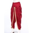 thumbnail image 3 of Hansber Men India Satin Dhoti Pants Ruffle Elastic Waistband Draped Baggy Pant For Hippie Yoga Burgundy XL, 3 of 8