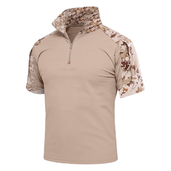 GrmtClth Men's Golf Polos Lightweight Short Sleeve Camo Print Casual 2026 Summer Trendy Athletic Performance Collar Shirt Khaki 2XL